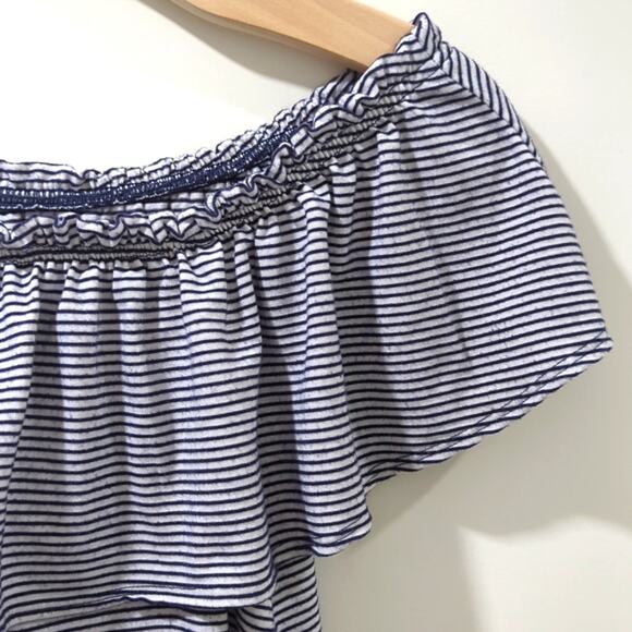 Abercrombie & Fitch Off the Shoulder Top Navy White Stripes Women's Size XS - Picture 2 of 7